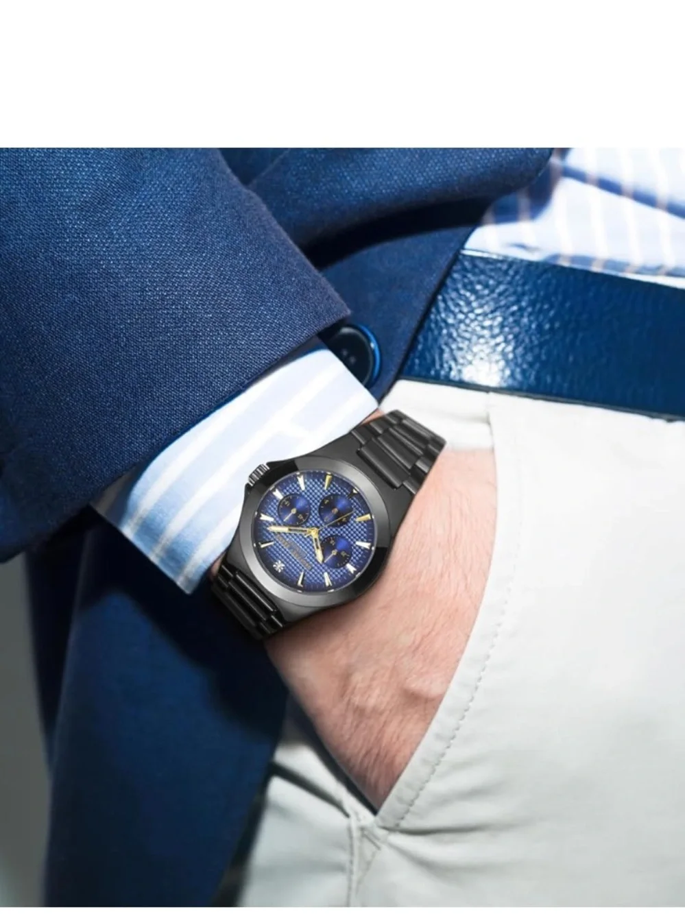 New Stainless Steel Geoffrey Beene Men’s Watch
